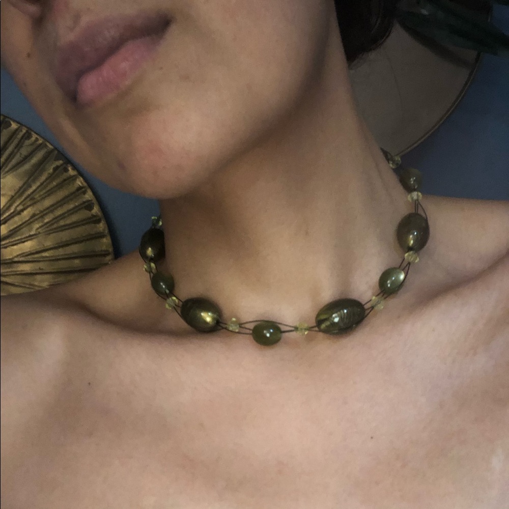 🌈 Braided Green Beaded Necklace